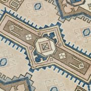 3x6 Cream Blue Oriental Vintage Rug, 109x187Cm