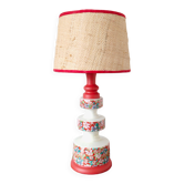 Lampe porcelaine et bois , rouge
