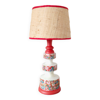 Porcelain and wood lamp, red