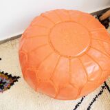 Moroccan leather pouf