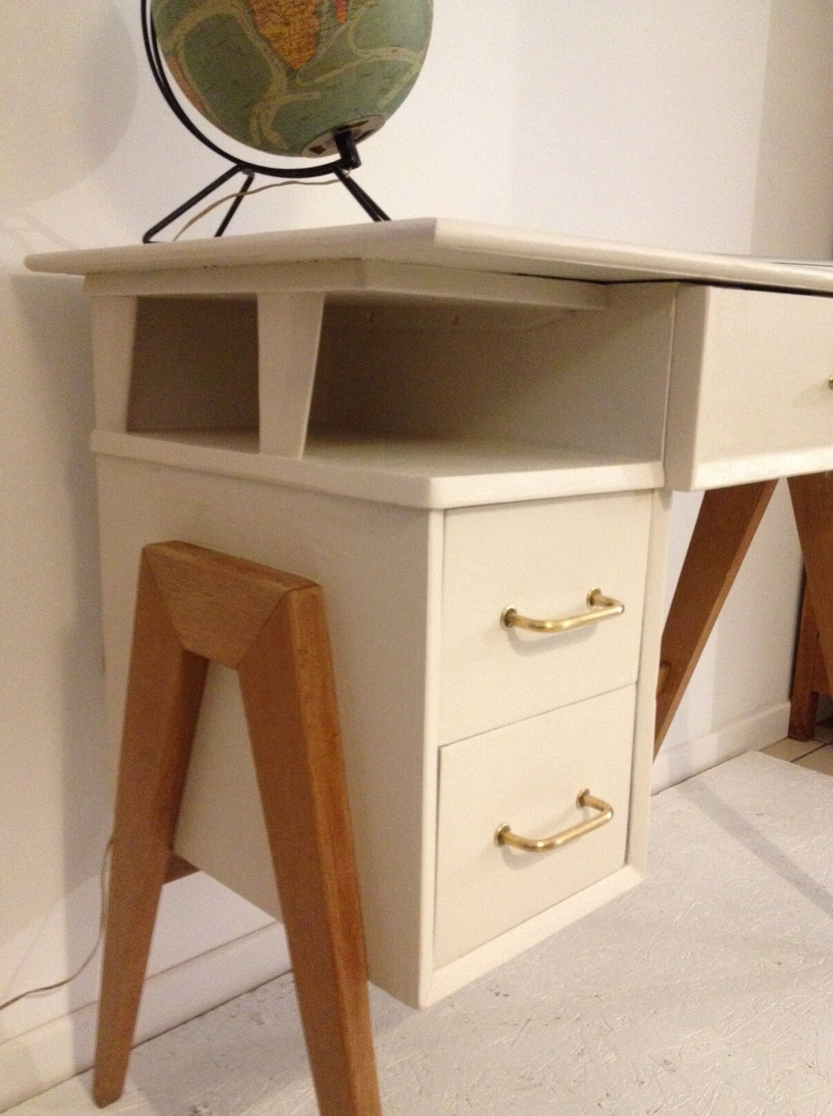 Vintage desk with compass feet