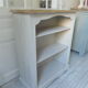 Pearl gray patinated library, 2 shelves, wooden tray.