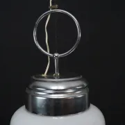 Vintage Mazzega space age chandelier in chrome and murano glass. Italy 1960