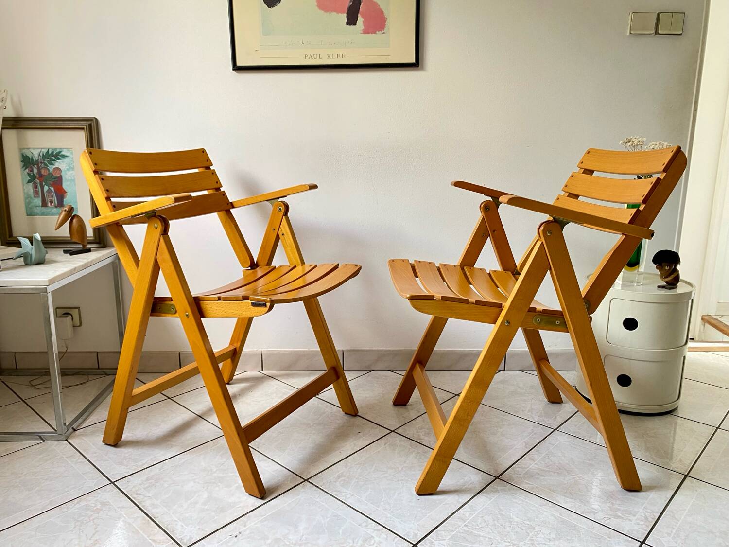 Pair of Clairitex France vintage garden armchairs from the 70s, solid wood
