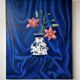 Peinture sur toile Lys et drapé bleu