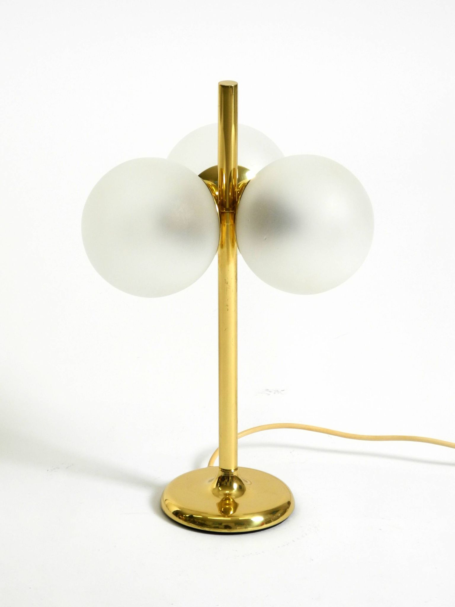 1960s Space Age brass table lamp by Kaiser Leuchten  with 3 glass globes