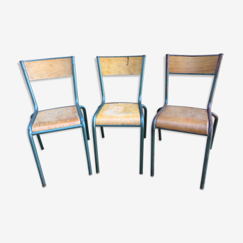 3 school chairs mullca 510 vintage 60
