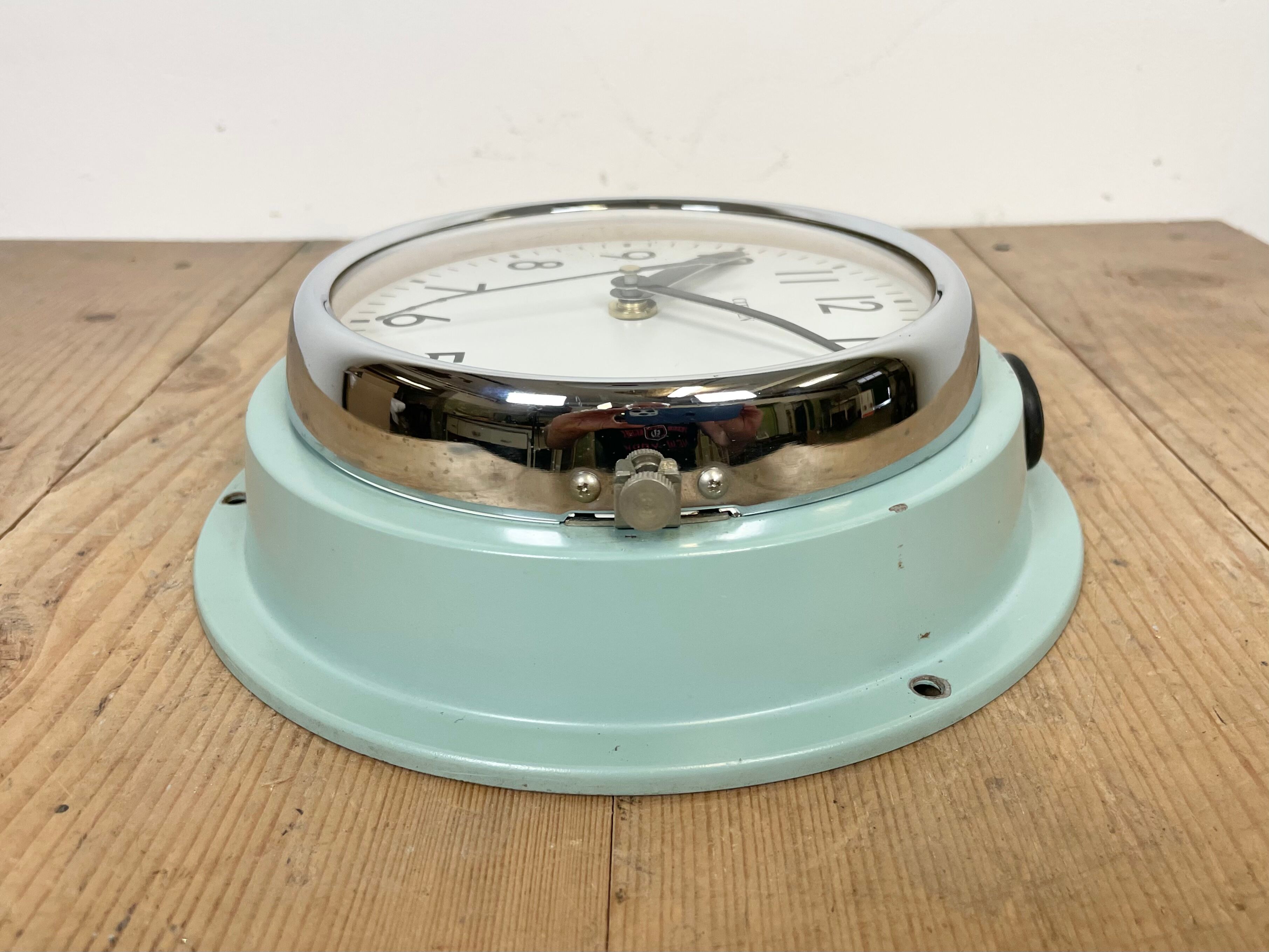 Vintage blue citizen navy wall clock, 1970s