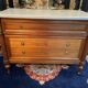 3-drawer chest of drawers in solid mahogany with white marble top in Louis XVI style