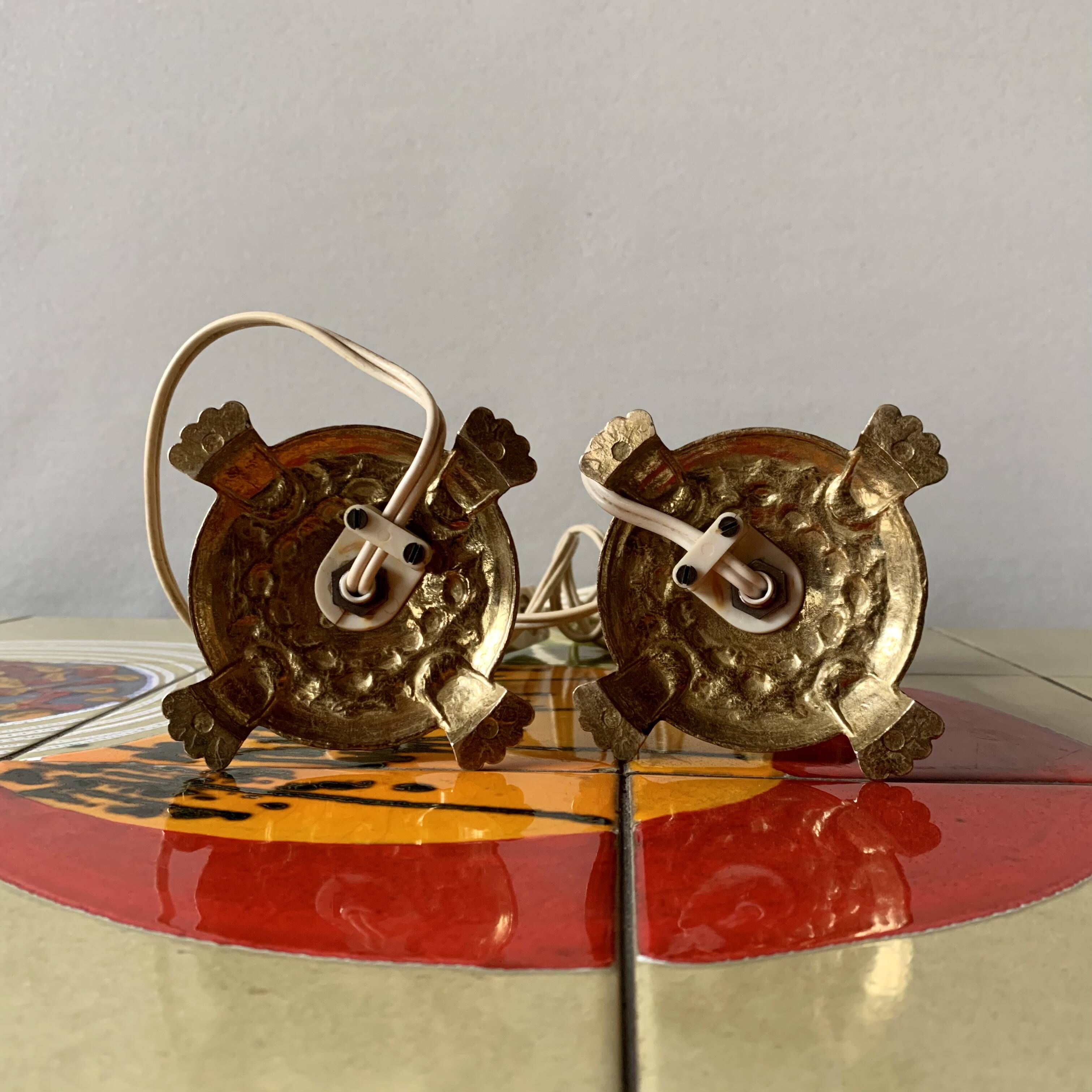 Pair of brass lamp bases - mid-century.