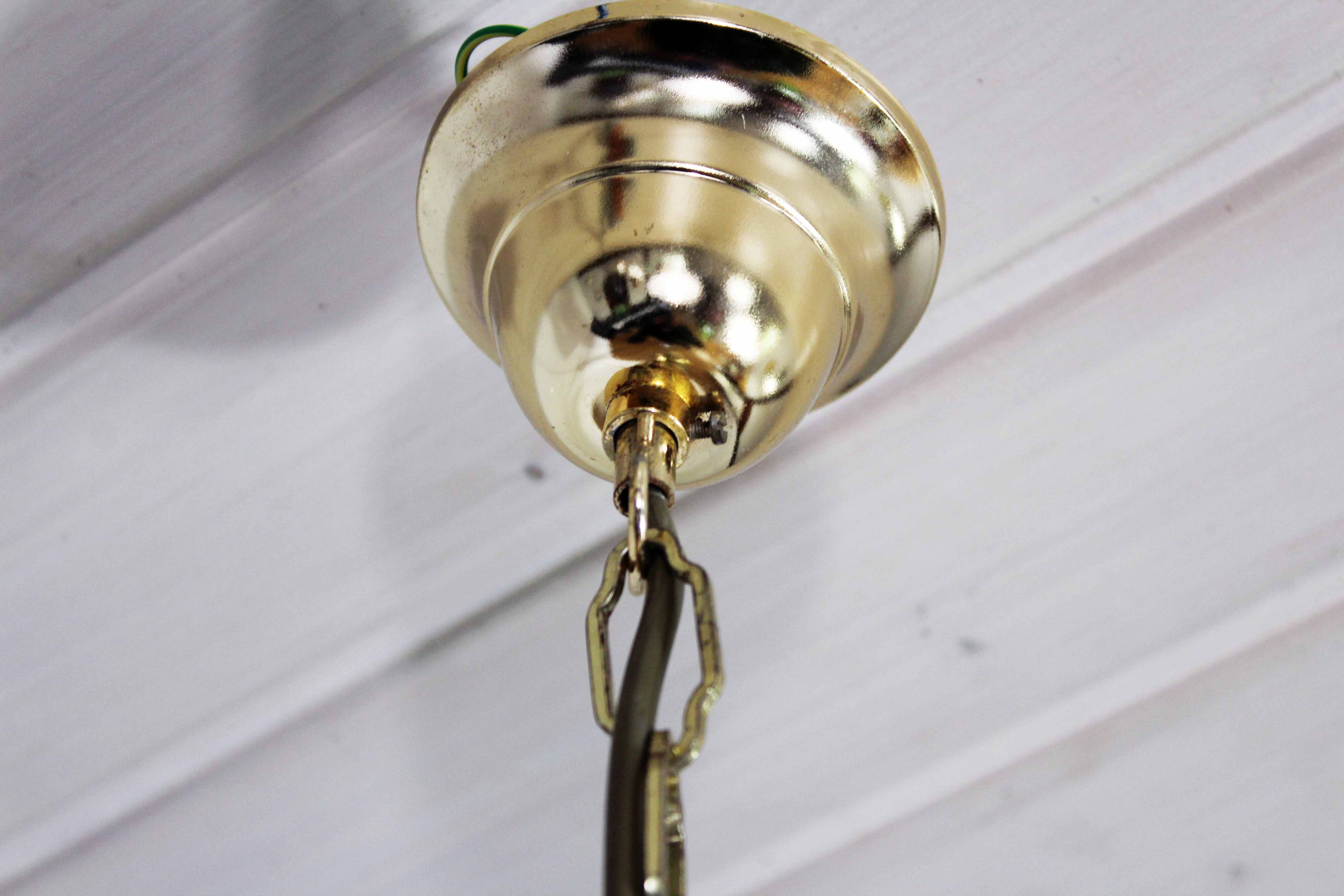 Italian chandelier in brass and beveled glass