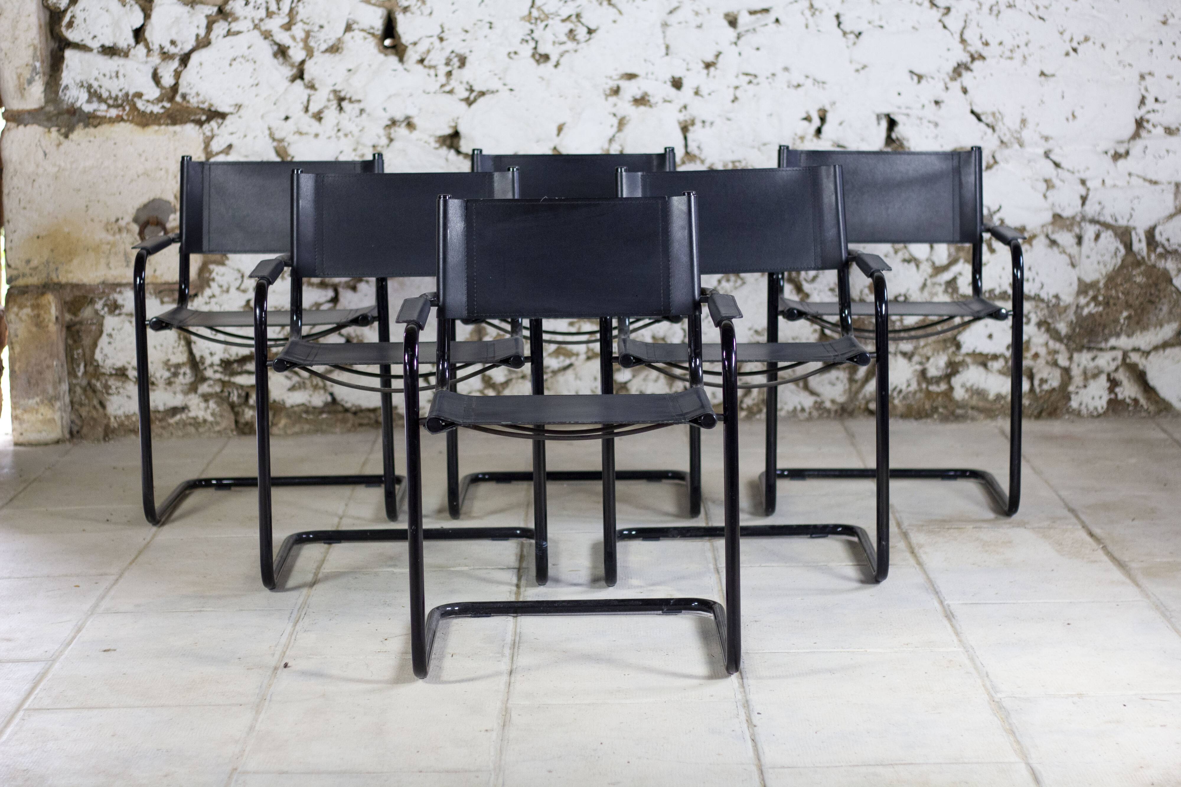 Lot de 6 fauteuils cantilever bauhaus style MG5 Grassi, 1970