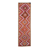 3x12 Pink Orange Vintage Kilim Runner Rug 105x377Cm SK 34621