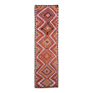3x12 Pink Orange Vintage Kilim Runner Rug 105x377Cm SK 34621