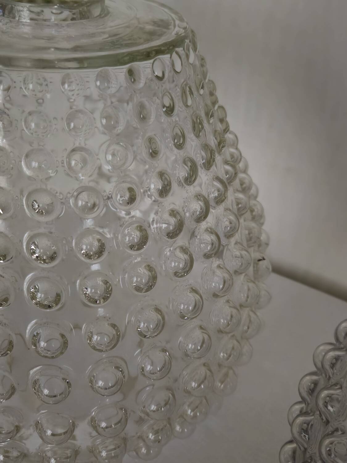 Pair of vintage bubbled glass lampshades