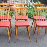 Set of 6 beech chairs from the 50s