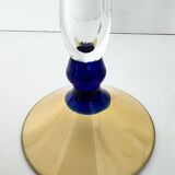 Pair of Transparent Murano Glass Flutes with Colored Details, Italy, 1980s