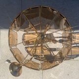 Brass and tinted glass pendant light