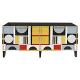 Mid Modern Italian Cabinet with Original 1950s Structure, Murano Glass and Brass