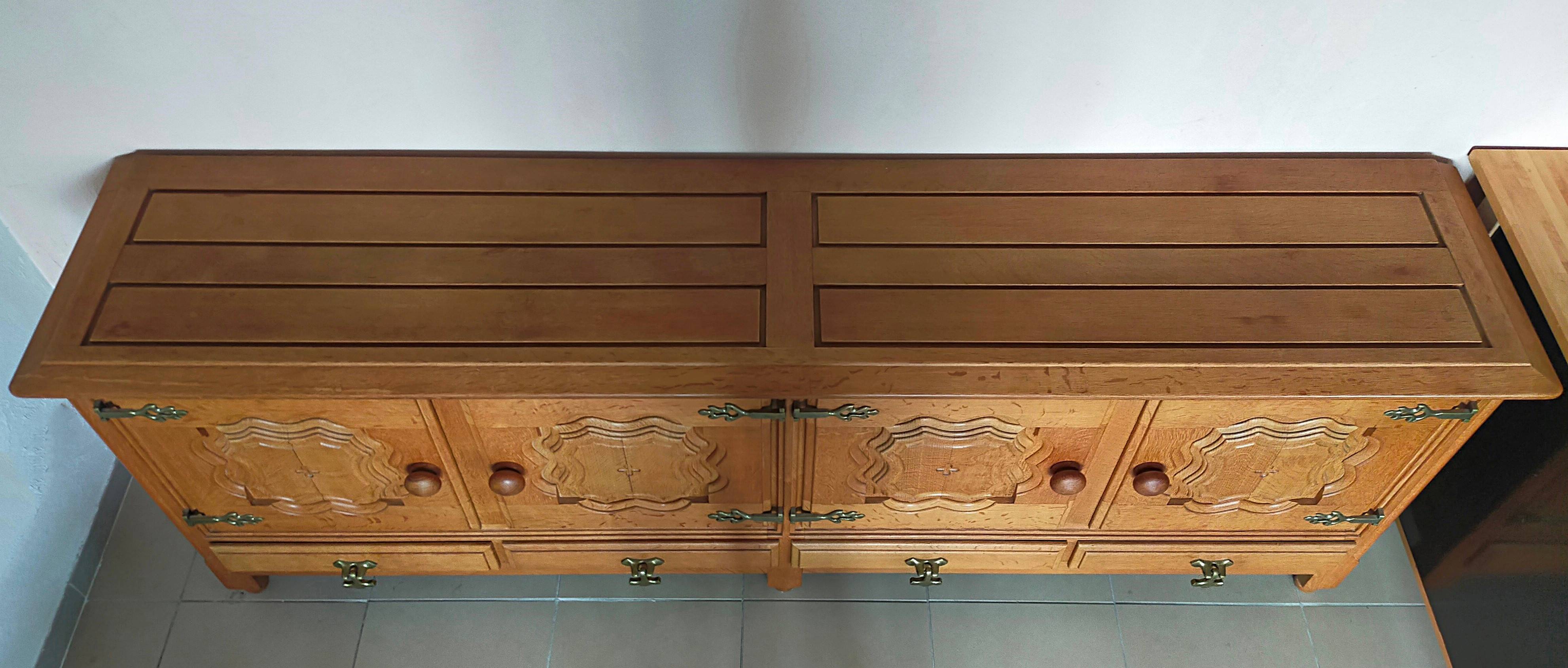 Oak sideboard by Guillerme and Chambron 1960
