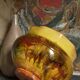 Old provencal pot cover in glazed terracotta
