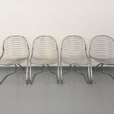 Set of 4 vintage Italian Gastone Rinaldi style chairs in chrome metal