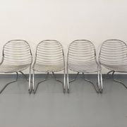 Set of 4 vintage Italian Gastone Rinaldi style chairs in chrome metal