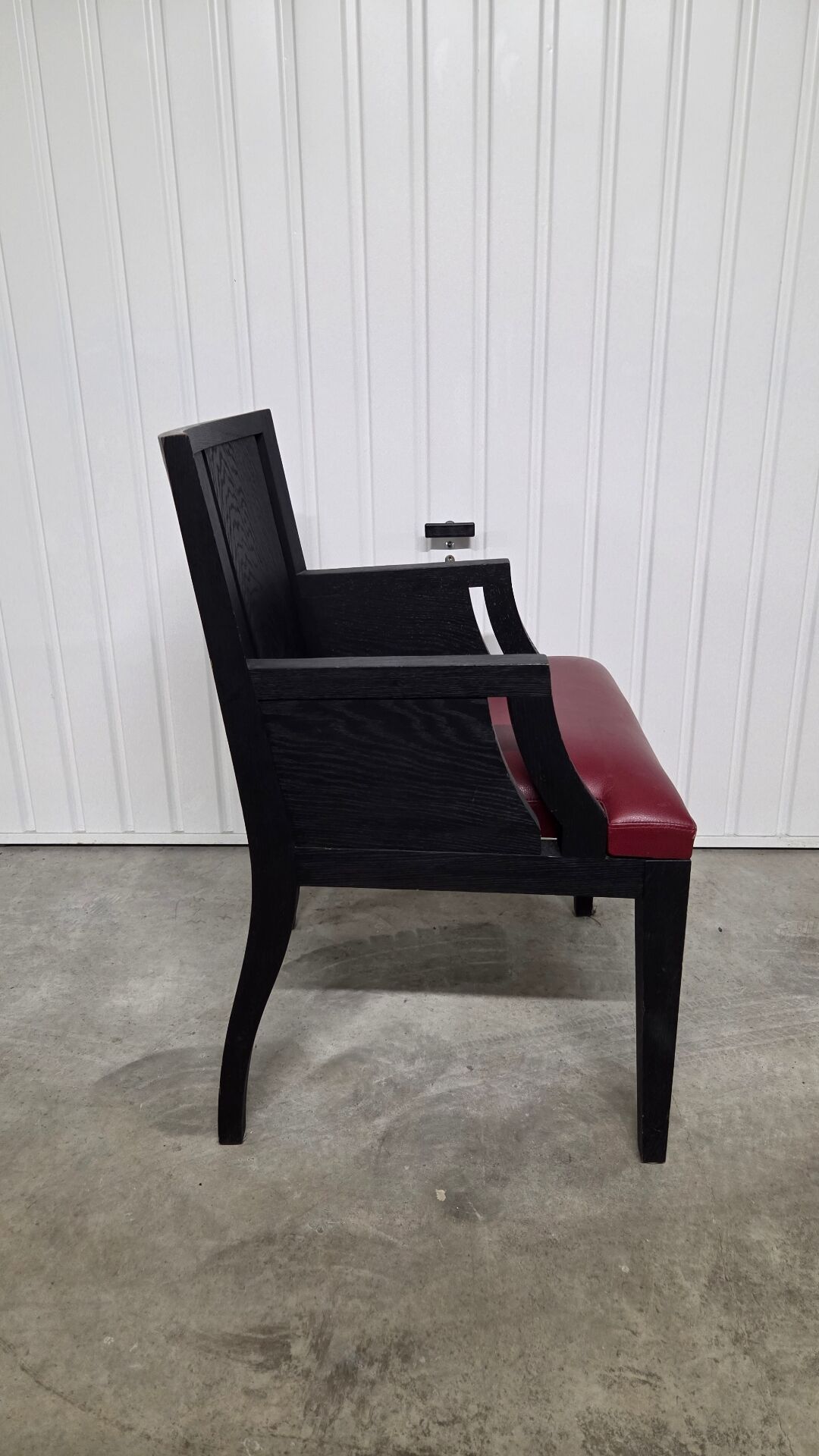 Philippe Hurel Armchair Model Wallis - Red Leather & Black Beech
