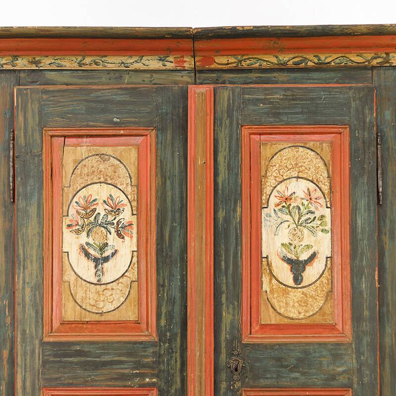 Painted Folk Art Bridal Cabinet