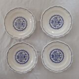 4 Plates made of GIEN camaieu blue central pattern and rinses model ROUEN