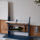 Wall-mounted wooden shelf