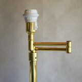 Vintage ikea brass swing arm floor lamp with pastel green fabric shade