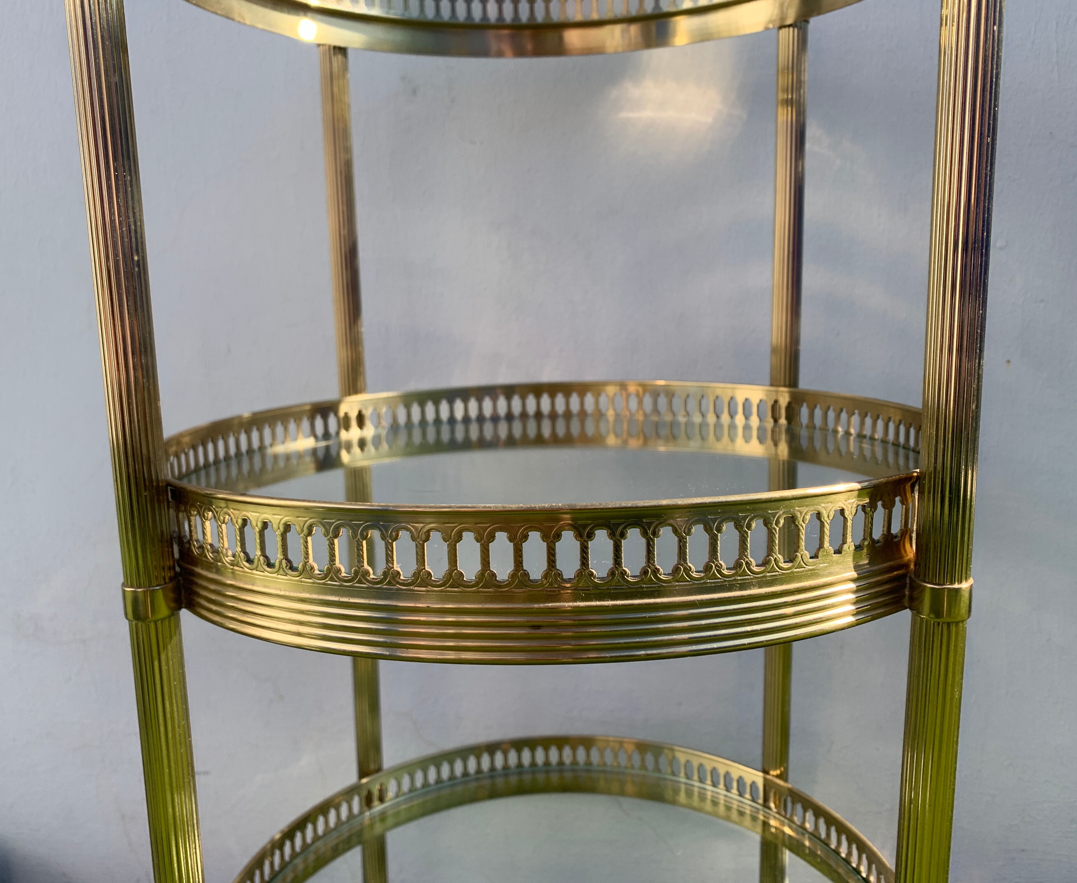 Console table d'appoint roulante et néo classique, en laiton, 1970
