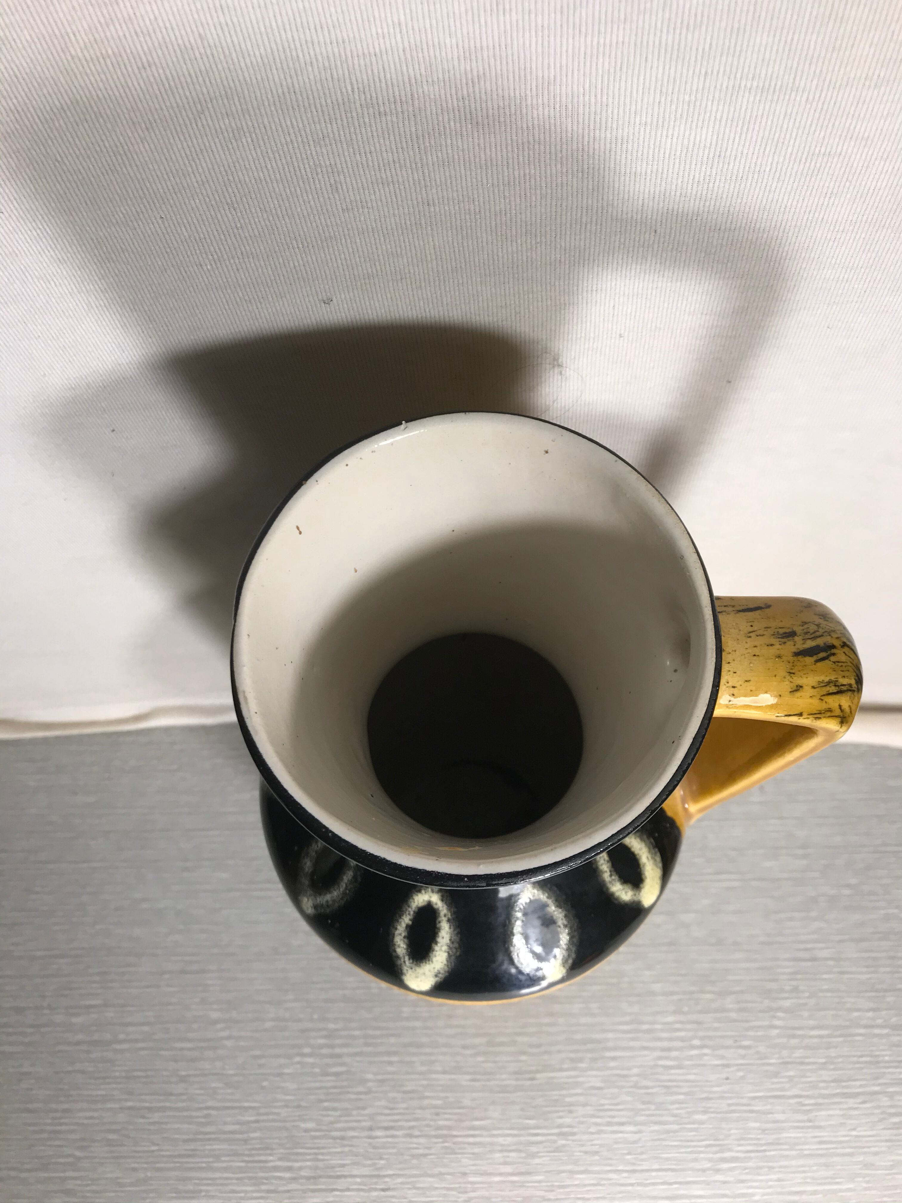 Former vase Scheurich europ linie ceramics beige - black - anse germany vintage