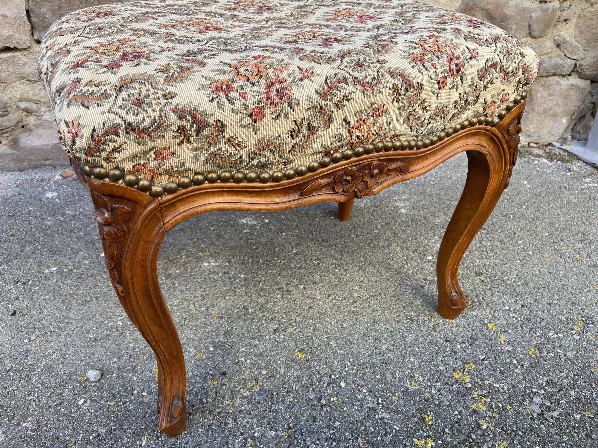 antique Louis XV Rocaille Rococo French vintage ottoman stool footstools