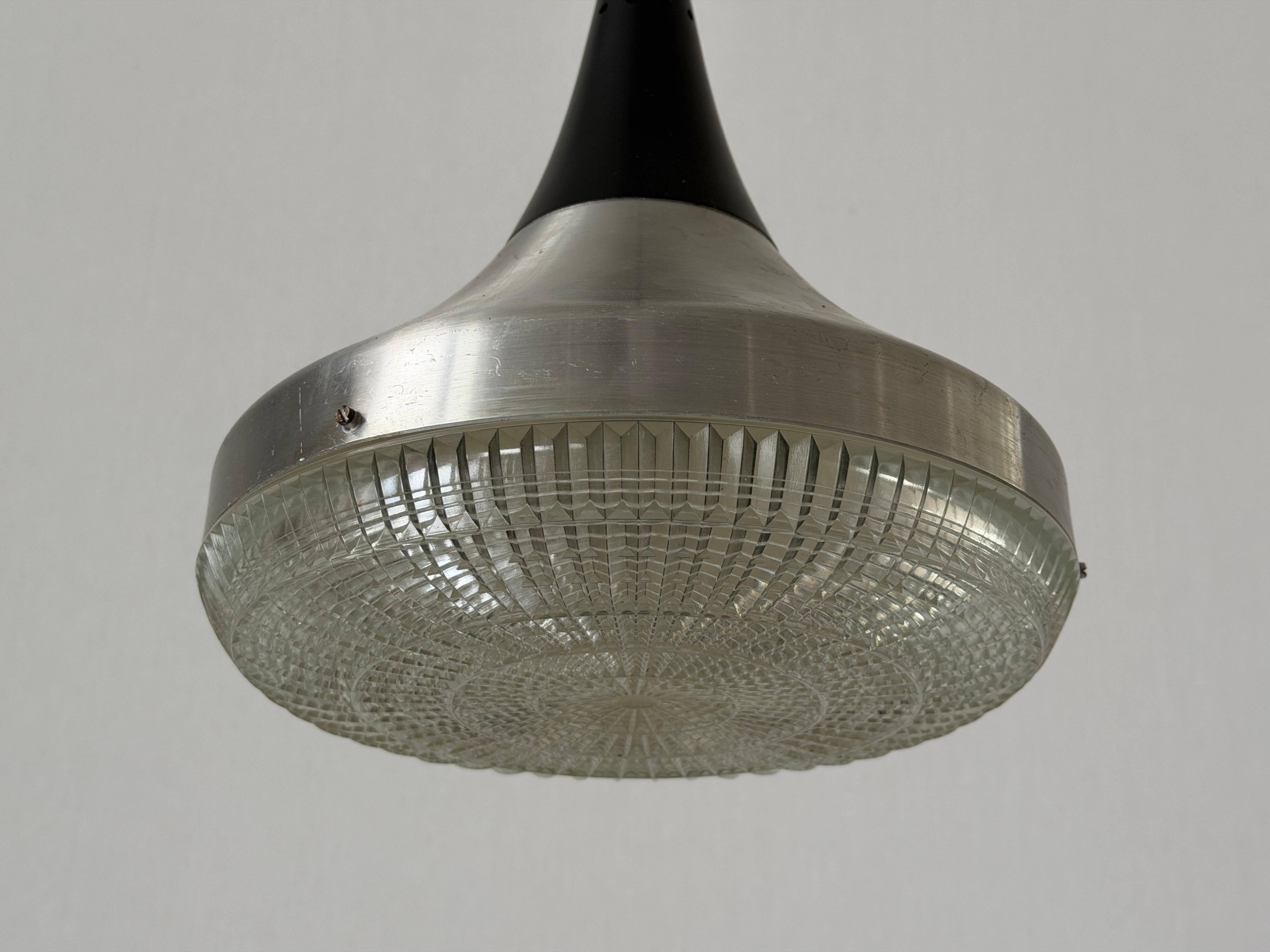 Crystal glass ceiling light with a metal frame, 1960s, Germany