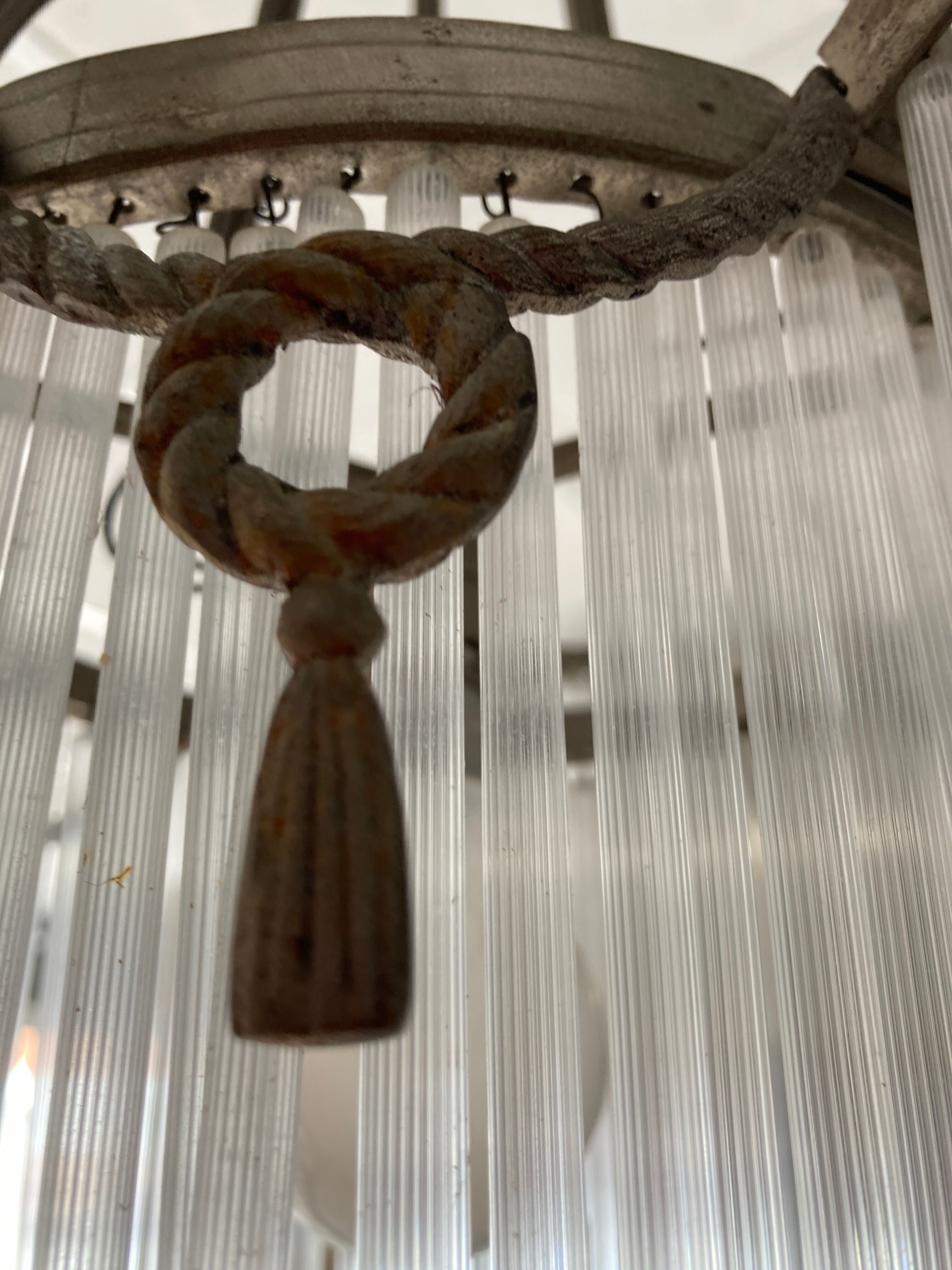 Art deco chandelier silver bronze grapevine