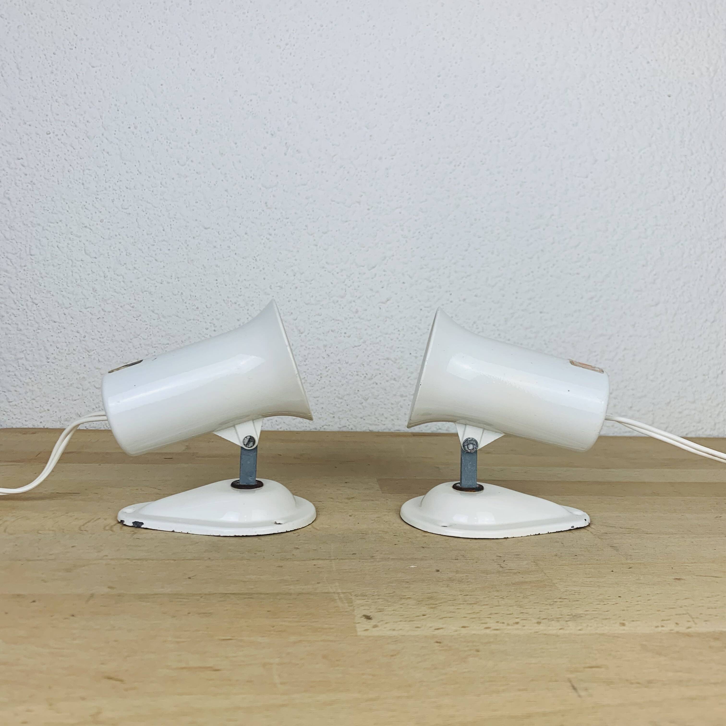 Pair of vintage white metal Lita spotlights