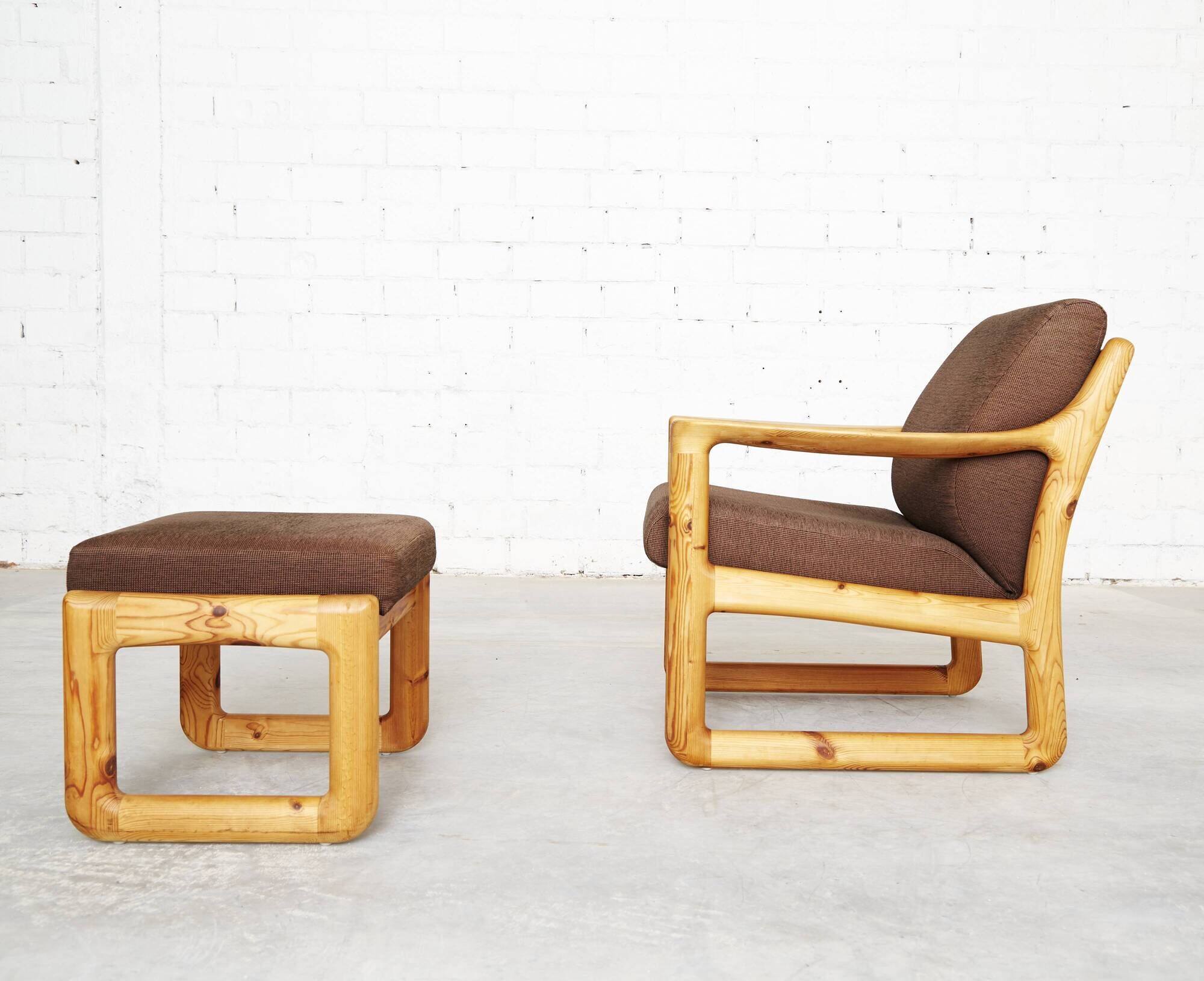 Danish Modern Pine  Armchair & Stool  by C. F. C. Silkeborg