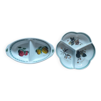 nine ! 2 compartmented dishes / vegetables / botaniche / tognana / terrine / earthenware