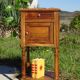 Louis XVI style bedside table in walnut and marble