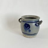 Salt glazed stoneware pot, cobalt oxide decoration