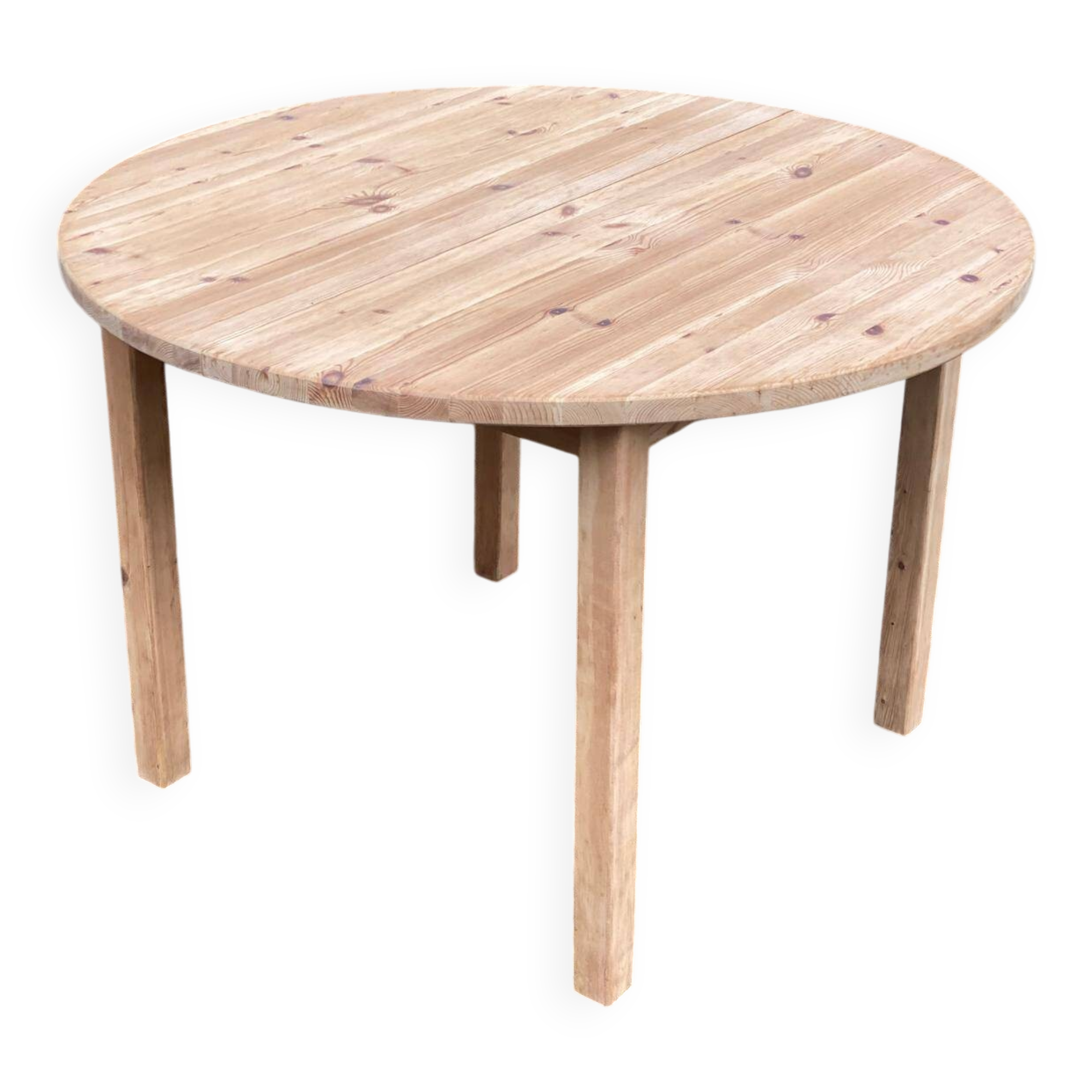 Renovated round Scandinavian dining table, extendable, made of solid wood, 110-140cm.