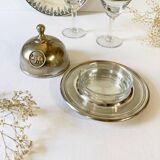 Silver-plated butter dish with elephant motif