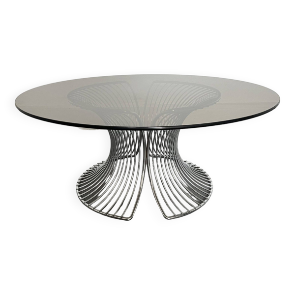 Table basse en verre fumé, années 1980