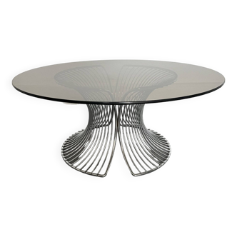 Table basse en verre fumé, années 1980