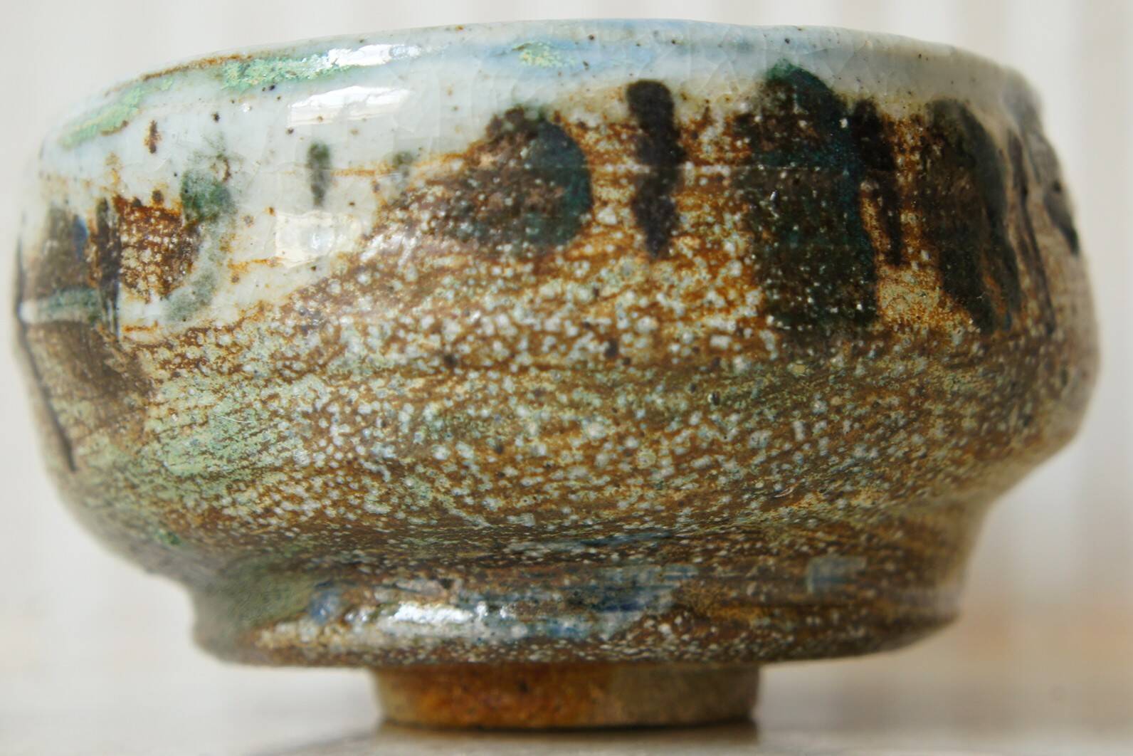 Brutalist glazed chamotte stoneware bowl