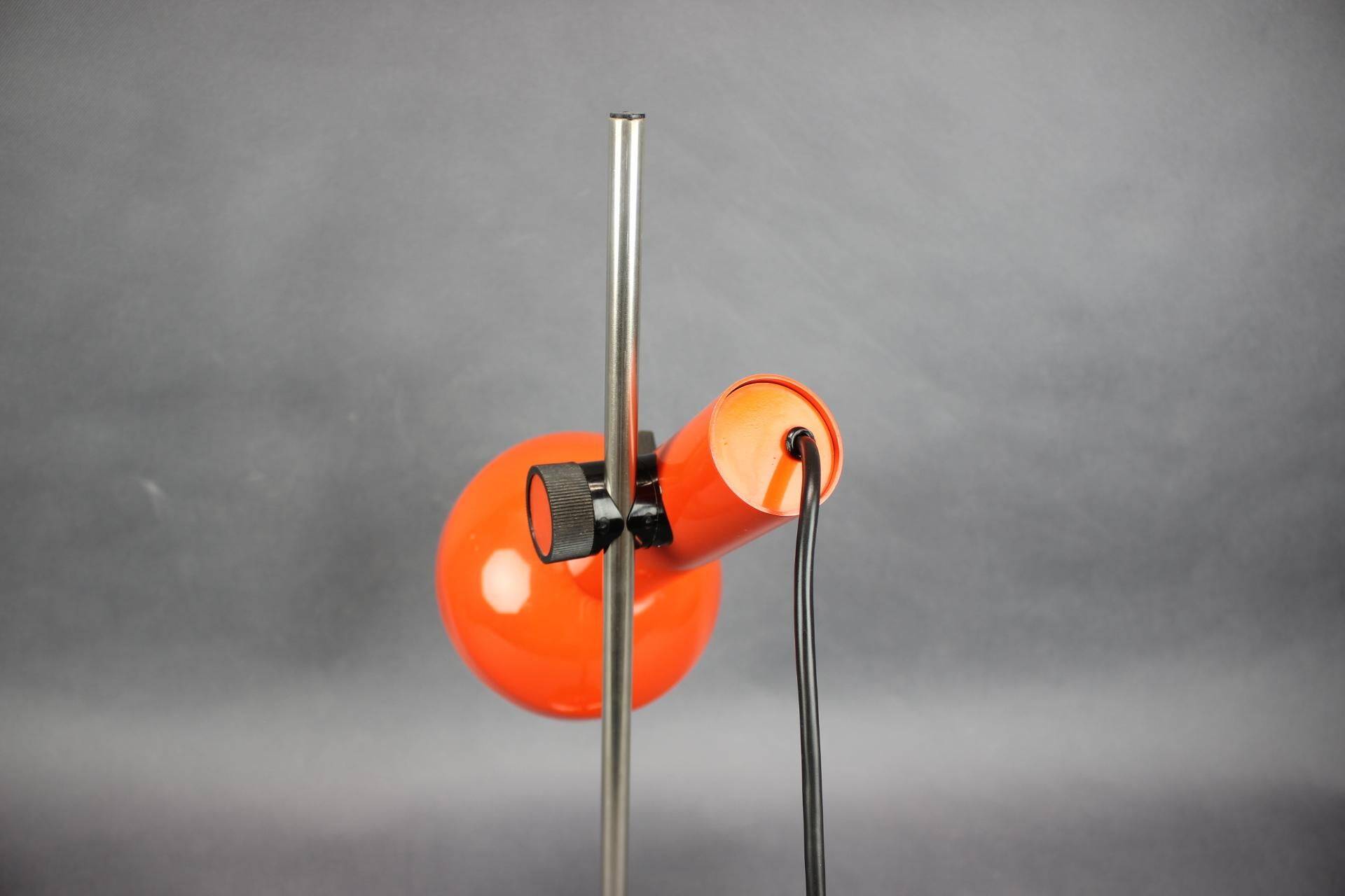1970s German Orange Adjustable Desk Lamp Bauhaus Style