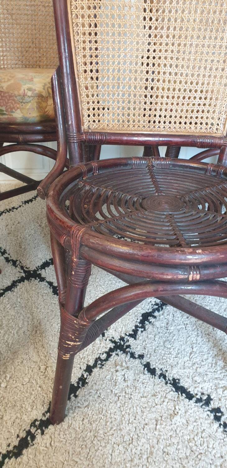 4 bamboo and cane chairs