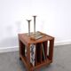 Teak LP kast op wielen, bijzettafel, nachtkastje, kast 2
